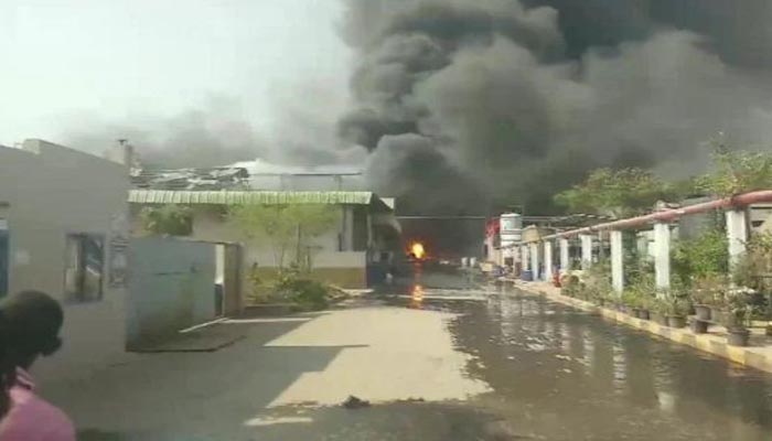 fire on factory