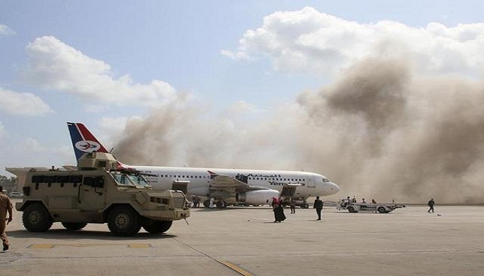 yemen airport airstrike