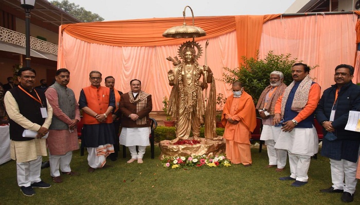 भगवान श्रीराम की मूर्ति का जेपी नड्डा ने किया अनावरण JP Nadda unveiled the idol of Lord Shriram
