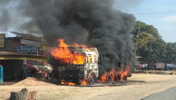 burning truck