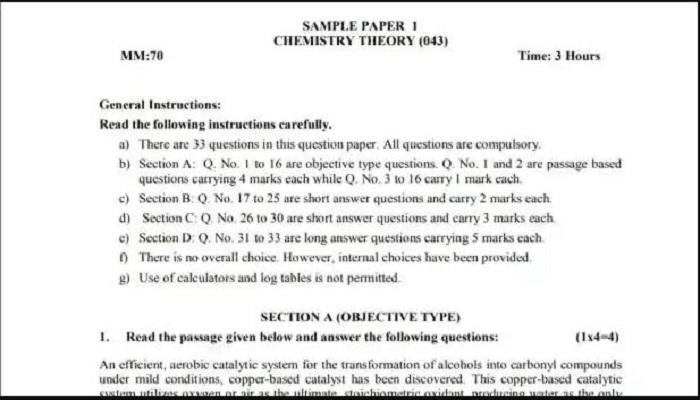 cbse 12th class sample paper