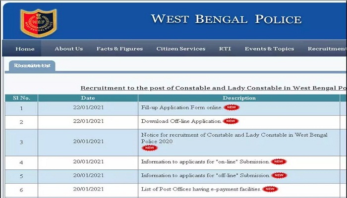 west bengal police recruitment
