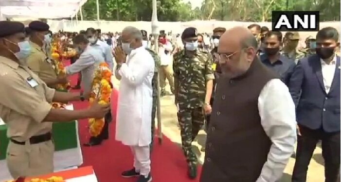 Amit Shah arrived to pay tribute to the soldiers on the Naxalite attack