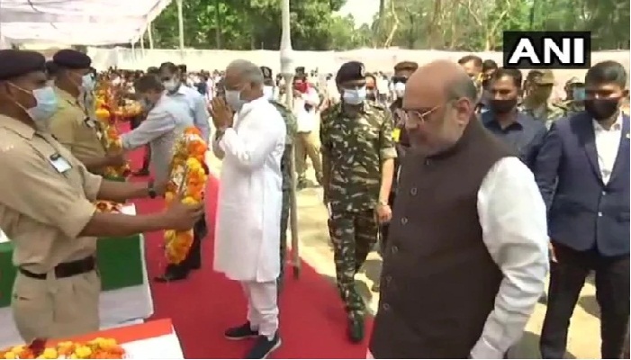 Amit Shah arrived to pay tribute to the soldiers on the Naxalite attack