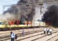 burning train