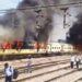 burning train
