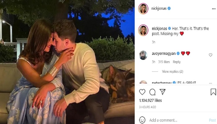 Nick is missing Priyanka in Los Angeles, shared a picture on social media