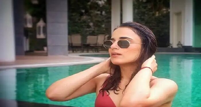 Radhika Madan shared a video working out in the pool