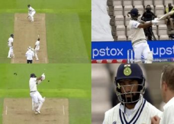Pujara narrowly escaped ball of fast bowler Neil Wagner