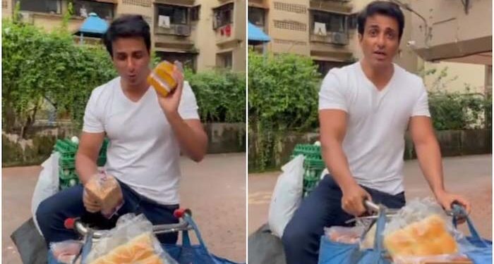 Sonu Sood rode on a bicycle to open supermarket, video went viral
