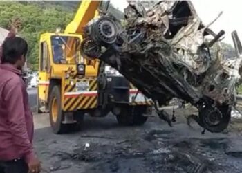 speeding container hit the car