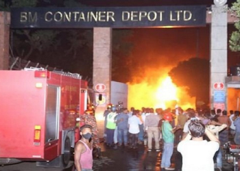 fire at container depot