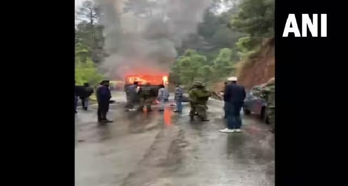 fire in army vehicle