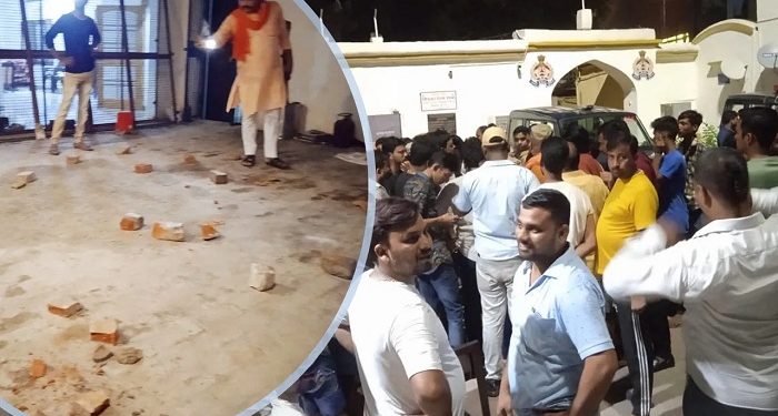 Stone pelting at RSS office