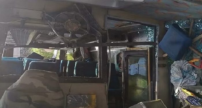 school bus overturned