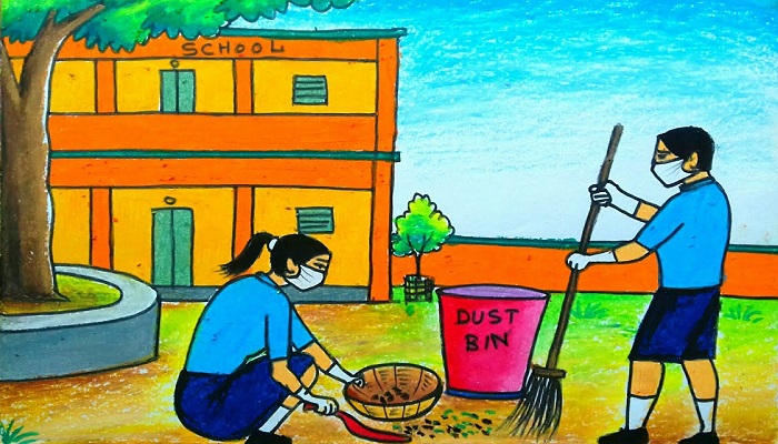 swachh Bharat drawing school outline - YouTube