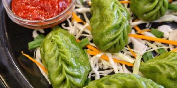 Spinach Corn Cheese Momos