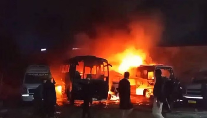 fire in hotel parking