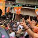 Crowd of people gathered in CM Yogi's road show