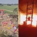 Massive fire caused by cylinder explosion