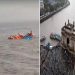 A boat capsized in the sea near the Gateway of India