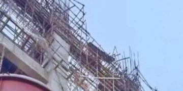 The roof of the under construction JK Cement factory collapsed