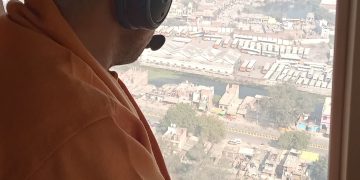 CM Yogi did an aerial survey of Maha Kumbh