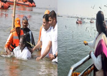 President Draupadi Murmu took a holy dip in Sangam