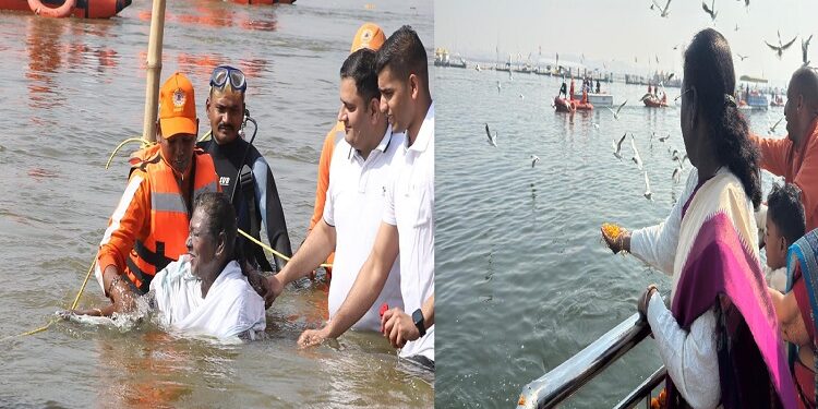 President Draupadi Murmu took a holy dip in Sangam