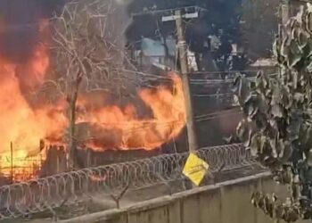 A huge fire broke out in a hostel