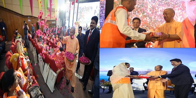 CM Yogi arrived at the honor ceremony of sanitation workers