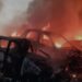 Police station caught fire due to falling of high tension wire