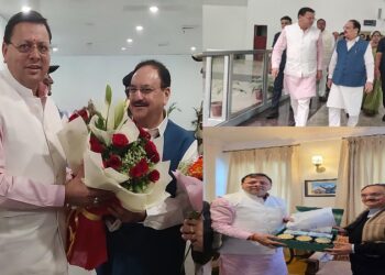 CM Dhami welcomed JP Nadda
