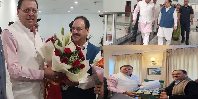 CM Dhami welcomed JP Nadda
