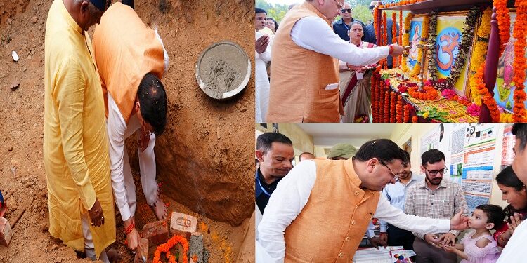 CM Dhami laid the foundation stone of the hostel in Saraswati Vidya Mandir