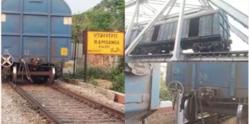 Goods train split into two parts in Moradabad
