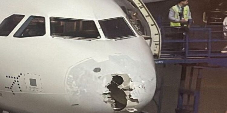 Lightning struck Indigo flight