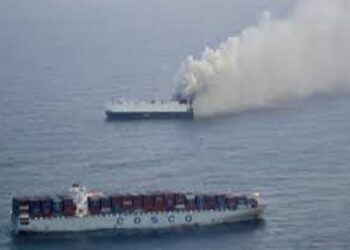 A ship loaded with 3,000 vehicles sank in the Pacific Ocean