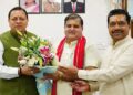 CM Dhami welcomed BJP state president Mahendra Bhatt