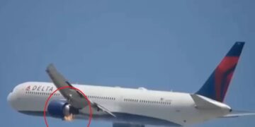 The plane's engine suddenly caught fire mid-air
