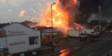 Fire broke out after explosion at fireworks facility