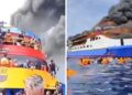 Ship caught fire