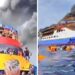 Ship caught fire