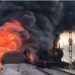 A huge fire broke out in a goods train carrying diesel