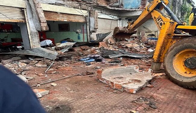 Hero company's two wheeler showroom building collapsed