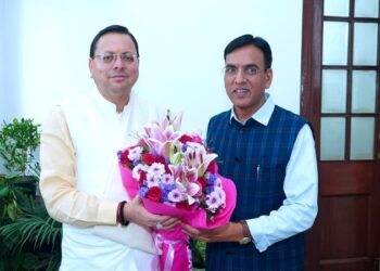 CM Dhami met Mansukh Mandaviya