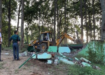 Illegal shrine built in forest land demolished
