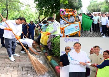 CM Dhami gave the message of cleanliness by sweeping.