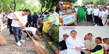 CM Dhami gave the message of cleanliness by sweeping.