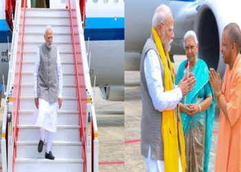 Governor and CM Yogi welcomed PM Modi on his arrival in Varanasi